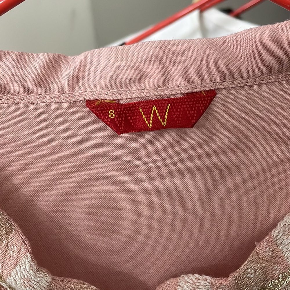 W Light Pink/Peach Dobby Kurta - Picture 15 of 17